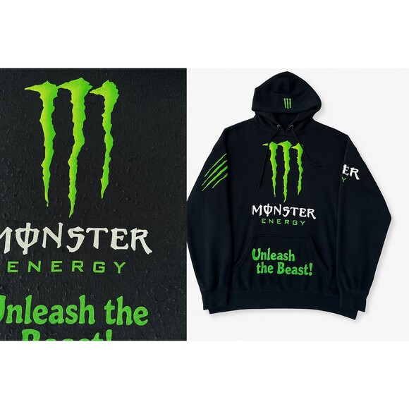 Monster Energy Hoodie Mens XXL Pullover Unleash the Beast Moto 90s Thrashed - Picture 1 of 14